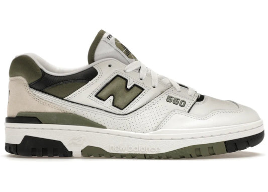 New Balance 550 White Dark Olivine - PLUGSNEAKRS