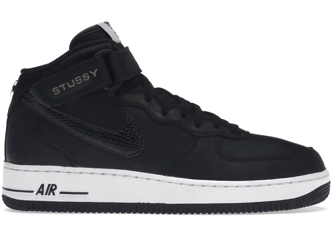 Nike Air Force 1 Mid Stussy Black White - PLUGSNEAKRS