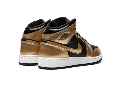 Nike Air Jordan 1 Mid SE Metallic Gold Black (GS) - PLUGSNEAKRS